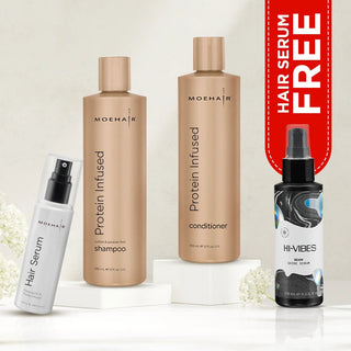 Pack of Protein Infused Shampoo & Conditioner with Hair Serum Moehair USA