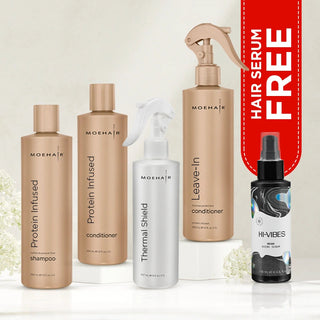 Pack of Protein Infused Shampoo and Conditioner with Thermal Shield & Leave-In Conditioner Moehair USA