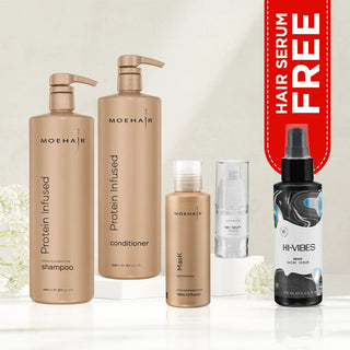 Pack of Protein Infused Shampoo & Conditioner with Mini Hair Serum & Mask Moehair USA