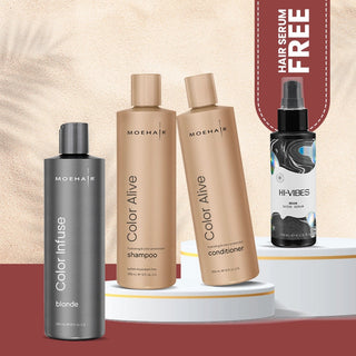 Pack of Color Alive Shampoo and Conditioner with Color Infuse Blonde Toner Moehair USA