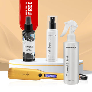 Hair Straightener & Thermal Shield & Hair Serum Trio Moehair USA