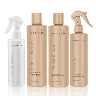 Pack of Protein Infused Shampoo and Conditioner, thermal Shield, Leave in Conditioner | Moehair