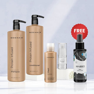 Pack of Protein Infused Shampoo & Conditioner with Mini Hair Serum & Mask Moehair USA