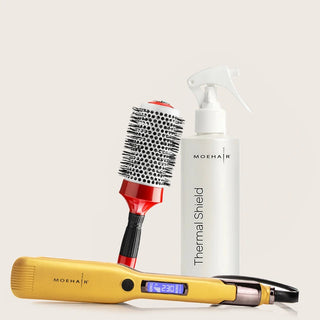 Hair Straightener, Thermal Shield & Hair Brush Trio Moehair USA