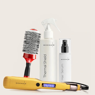 Hair Straightener, Thermal Shield, Hair Serum & Hair Brush Set Moehair USA