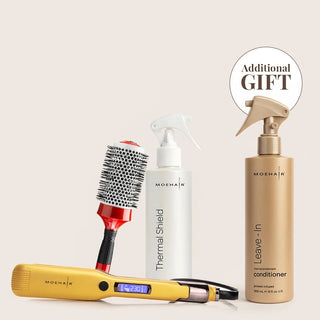 Hair Straightener, Thermal Shield & Hair Brush Trio Moehair USA