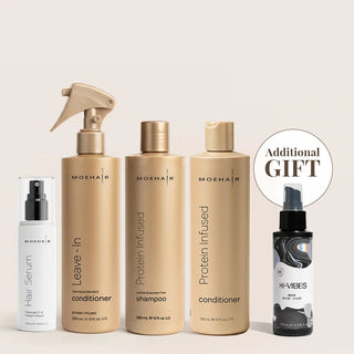 Protein Infused Shampoo and Conditioner with Leave-In Conditioner & Hair Serum Moehair USA