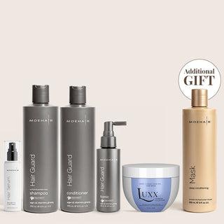 Pack of Hair Guard Shampoo, Conditioner & Tonic with Luxx Deep Conditioning Mask & Serum Moehair USA
