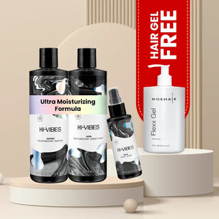 Trio Pack  of Vegan Shampoo, Conditioner  & Hair Serum with free hair gel