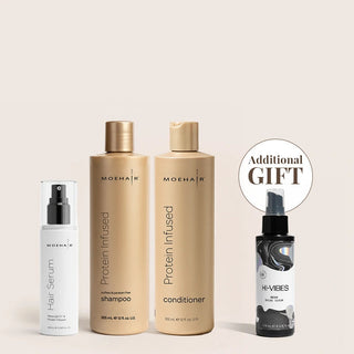 Pack of Protein Infused Shampoo & Conditioner with Hair Serum Moehair USA