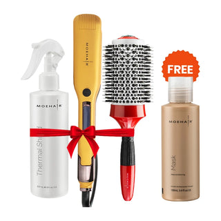 Hair Straightener, Thermal Shield & Hair Brush Trio