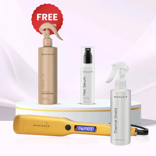 Hair Straightener & Thermal Shield & Hair Serum Trio Moehair USA