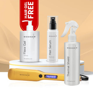 Combo of Hair Serum, Thermal Shield and Flat Iron with free Hair Gel