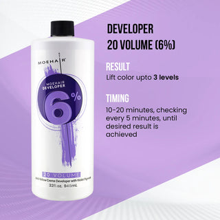 32 Oz - 20 Vol. Hair Developer | Hair Color Essentials | Moehair 6% - Hydrogen Peroxide | Anti Yellow Creme Developer with Violet Pigment