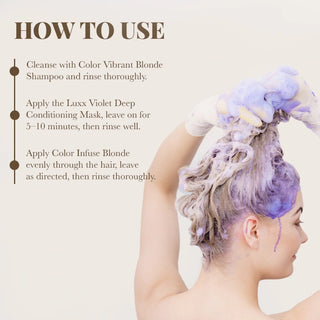 Pack of Color Infuse Blonde and Color Vibrant Blonde Shampoo with Luxx Violet Deep Conditioning Mask Moehair USA