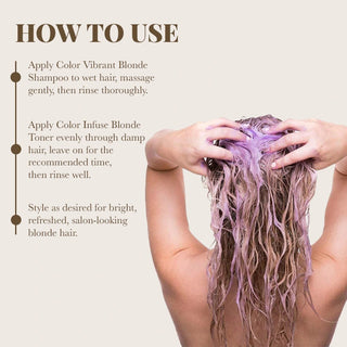 Color Vibrant Blonde Shampoo and Color Infuse Blonde Toner Combo Moehair USA