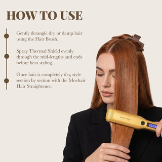 Hair Straightener, Thermal Shield & Hair Brush Trio Moehair USA