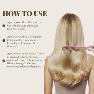 Pack of Color Alive Shampoo and Conditioner with Color Infuse Blonde Toner Moehair USA