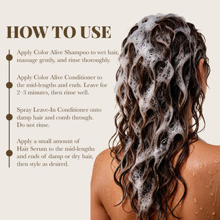Pack of Color Alive Shampoo and Conditioner with Hair Serum & Leave In Conditioner Moehair USA