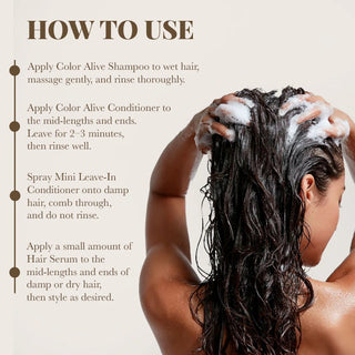 Pack of Color Alive Shampoo & Conditioner with Mini Leave-in Conditioner & Hair Serum Moehair USA
