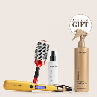 Hair Straightener, Serum & Hair Brush Trio Moehair USA