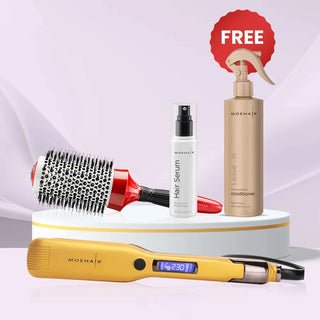 Hair Straightener, Serum & Hair Brush Trio Moehair USA