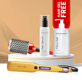 Combo of Hair Serum, flat iron & Hair Brush with free hair gel