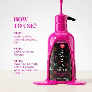 Vegan - Semi Permanent Hair Dye - Neon Crush Pink Hair Color Moehair USA Inc.