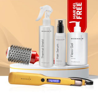 Combo of Thermal Shield, Hair Serum, Hair Brush & Hair Straightener with free Hair gel