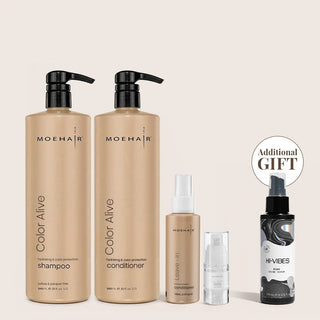 Pack of Color Alive Shampoo & Conditioner with Mini Leave-in Conditioner & Hair Serum Moehair USA