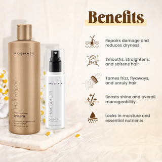 Hair Treatment: 12 Oz Hair Repair System & Hair Serum | Protein & Silk Infused | Benefits