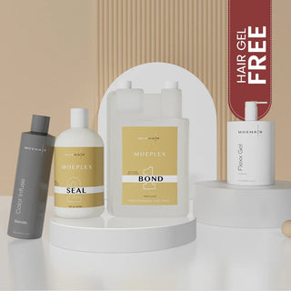 Trio Pack of Moeplex Seal & Bond, Silver toner with free hair gel