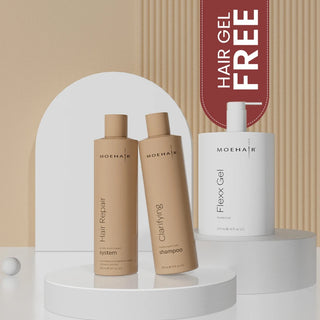 Combo of Hair Repair System & Clarifying Shampoo with free hair gel