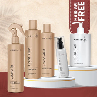 Pack of Color Alive Shampoo, Conditioner, Hair serum & Leave-in conditioner with free hair gel