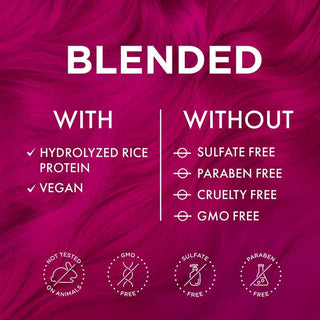 Magenta hair dye is formulated without parabens and sulfates 