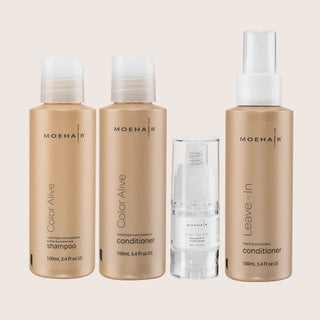 Color Alive Shampoo and Conditioner with Hair Serum & Leave In Conditioner Travel Kit Moehair USA