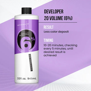 32 Oz - 20 Vol. Hair Developer | Hair Color Essentials | Moehair Hair Developer 6% - Hydrogen Peroxide