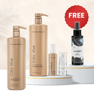 Pack of Color Alive Shampoo & Conditioner with Mini Leave-in Conditioner & Hair Serum Moehair USA