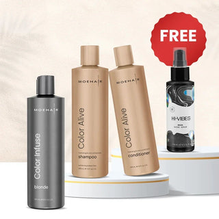 Pack of Color Alive Shampoo and Conditioner with Color Infuse Blonde Toner Moehair USA
