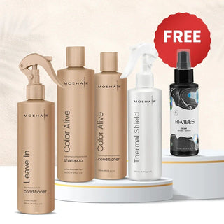 Pack of Color Alive Shampoo and Conditioner with Leave in Conditioner & Thermal Shield Moehair USA