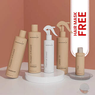 Pack of Protein Shampoo, Conditioner & Thermal Shield with free hair mask