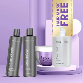 Combo of Blonde Shampoo and Toner, Luxx Violet Deep Conditioning Hair Mask, with free Hair Gel