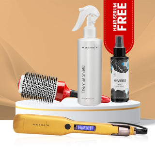 Hair Straightener, Thermal Shield & Hair Brush Trio