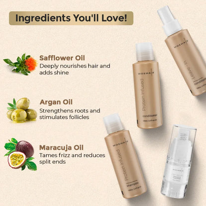 Shampoo, Conditioner with Leave-in Conditioner and Hair Serum
