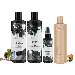 Pack of Hi-Vibes Shampoo, Conditioner & Serum with Hair Mask