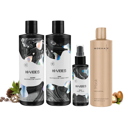 Pack of - Vegan - Shampoo, Conditioner, Serum with Hair Mask