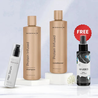 Pack of Protein Infused Shampoo & Conditioner with Hair Serum Moehair USA