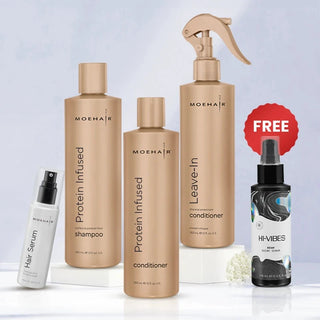Protein Infused Shampoo and Conditioner with Leave-In Conditioner & Hair Serum Moehair USA