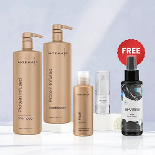Pack of Protein Infused Shampoo & Conditioner with Mini Hair Serum & Mask Moehair USA