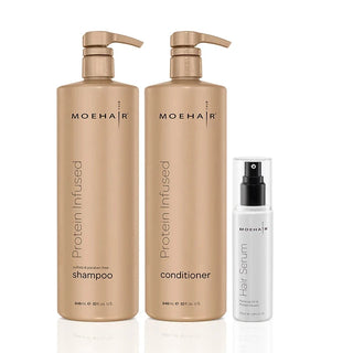 Pack of Protein Infused Shampoo & Conditioner with Hair Serum Moehair USA